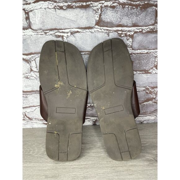 Emozioni Dark Brown Leather Slides Wedge Sandals Men Sz 45EU/12M US main image 13